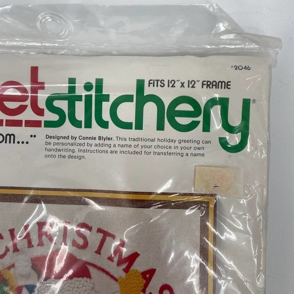Vintage 1980 Sunset Stitchery #2046 Merry Christmas Santa Needlework Kit Sealed - Picture 3 of 11